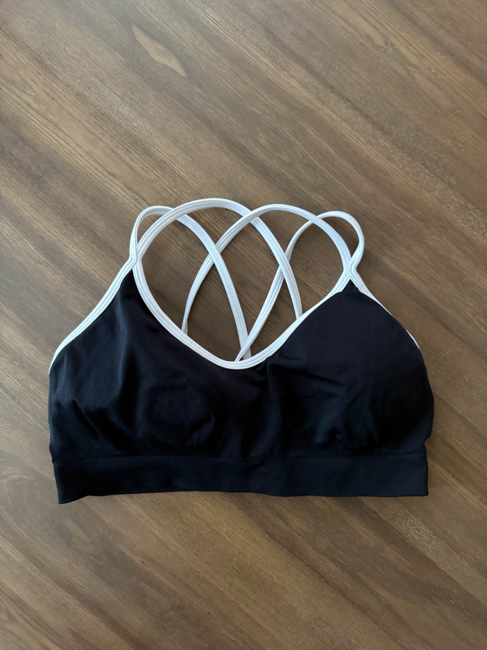 Amazon Black Sports Bra with White Strappy Back - Women Intimates